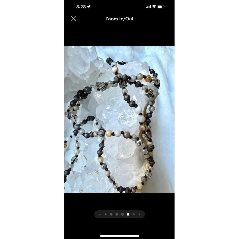 Jasper + Clear Quartz Boho Mala Necklace - Picture 3 of 8